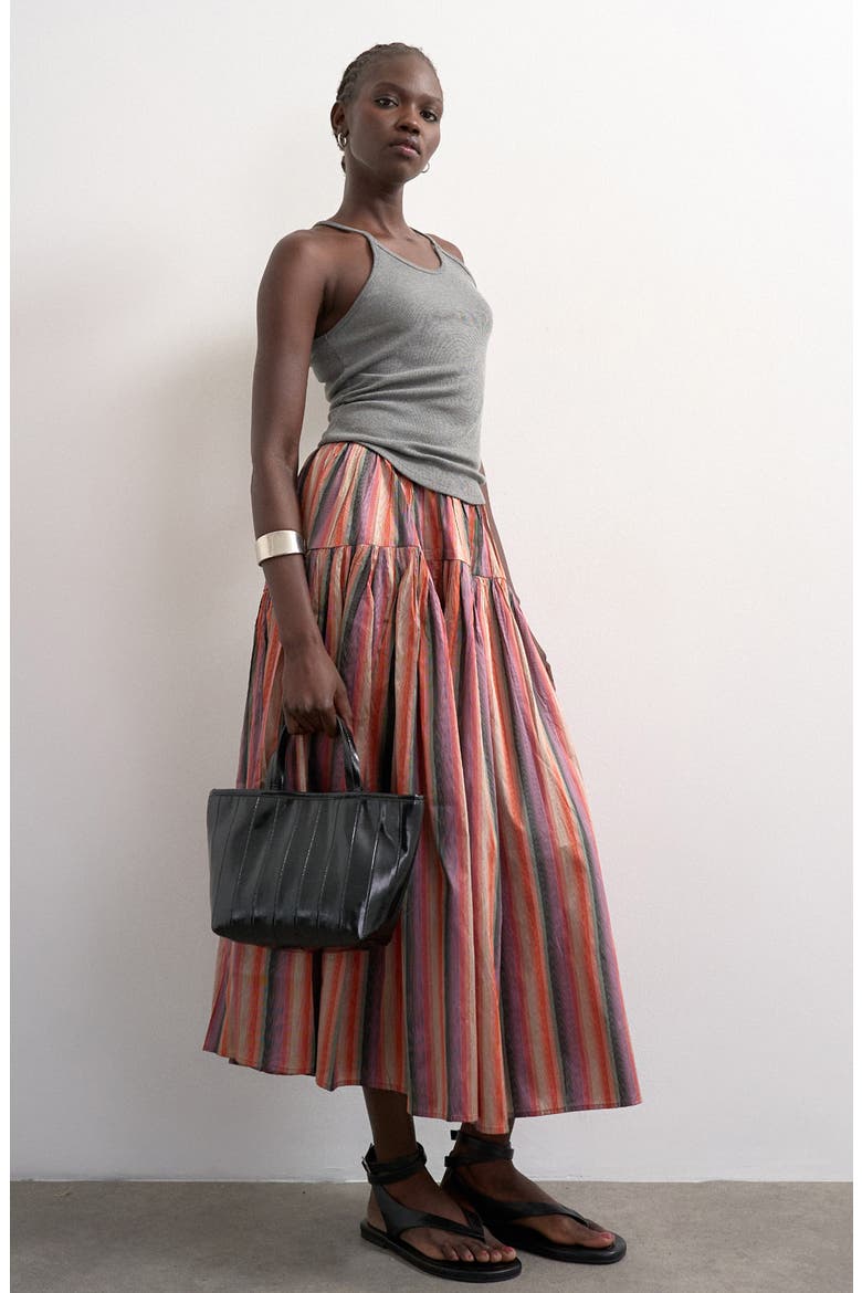 Striped Taffeta Skirt, Alternate, color, PINK MULTI