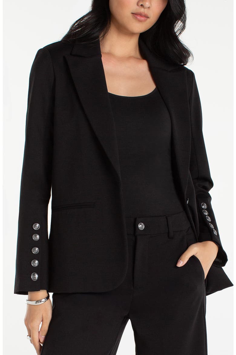 Button Sleeve Blazer, Main, color, BLACK