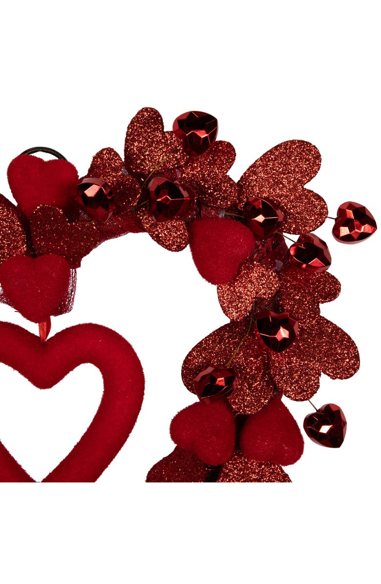 Northlight Heart Shaped Glittered Valentine's Day Wreath - 22" - Red, Alternate, color, 