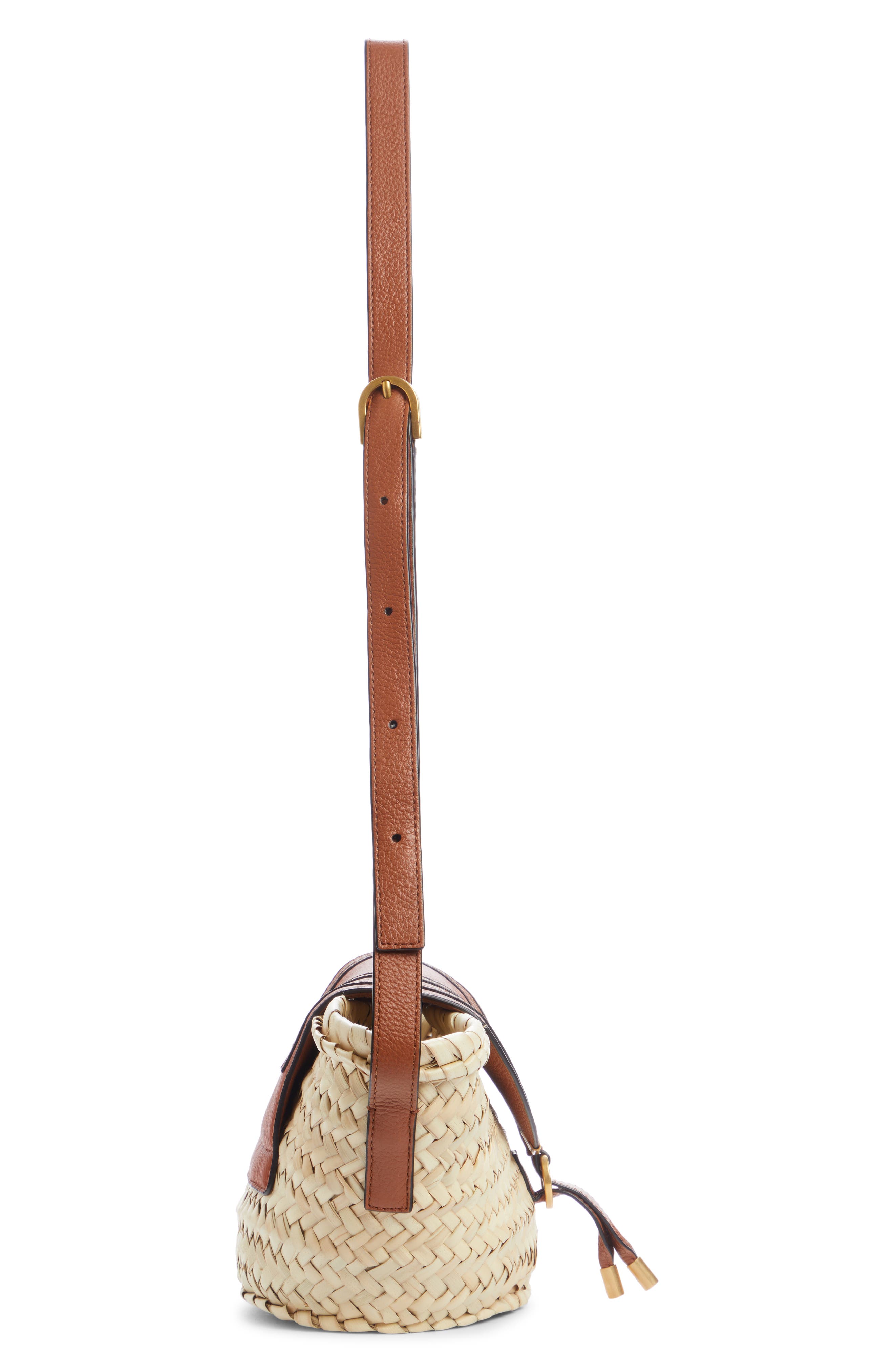 Chloé Marcie Leather & Raffia Crossbody Bag, Alternate, color, 