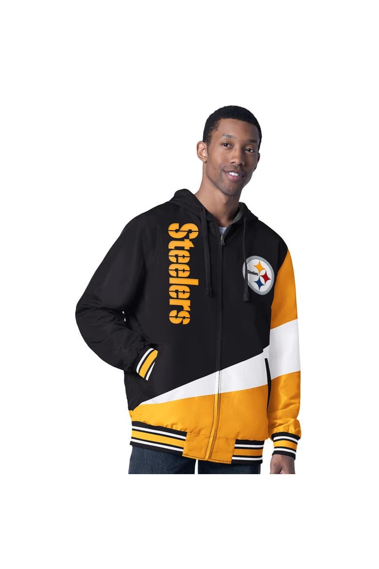 Men's G-III Sports by Carl Banks Black/Charcoal Pittsburgh Steelers Dual Threat Reversable Full-Zip Hooded Jacket, Main, color, Black