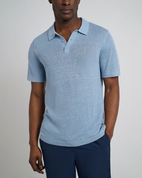 Onia Linen Sweater Polo In Baby Blue