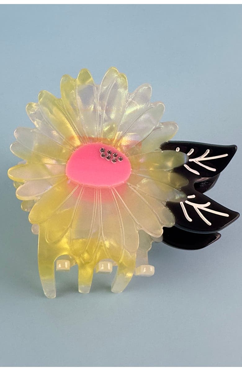 Centinelle White Flower Hair Claw, Alternate, color, Yellow