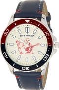 True Religion Logo Faux Leather Strap Watch, 43mm