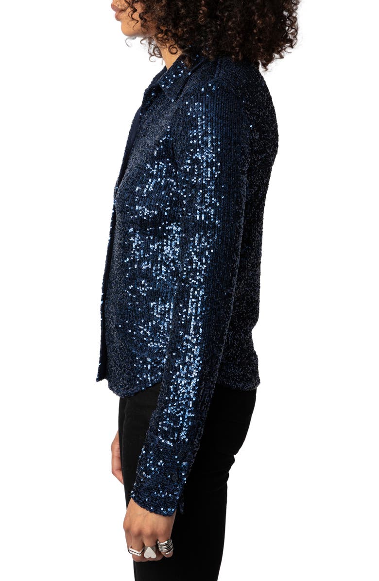 Zadig & Voltaire Tawny Sequin Shirt, Alternate, color,