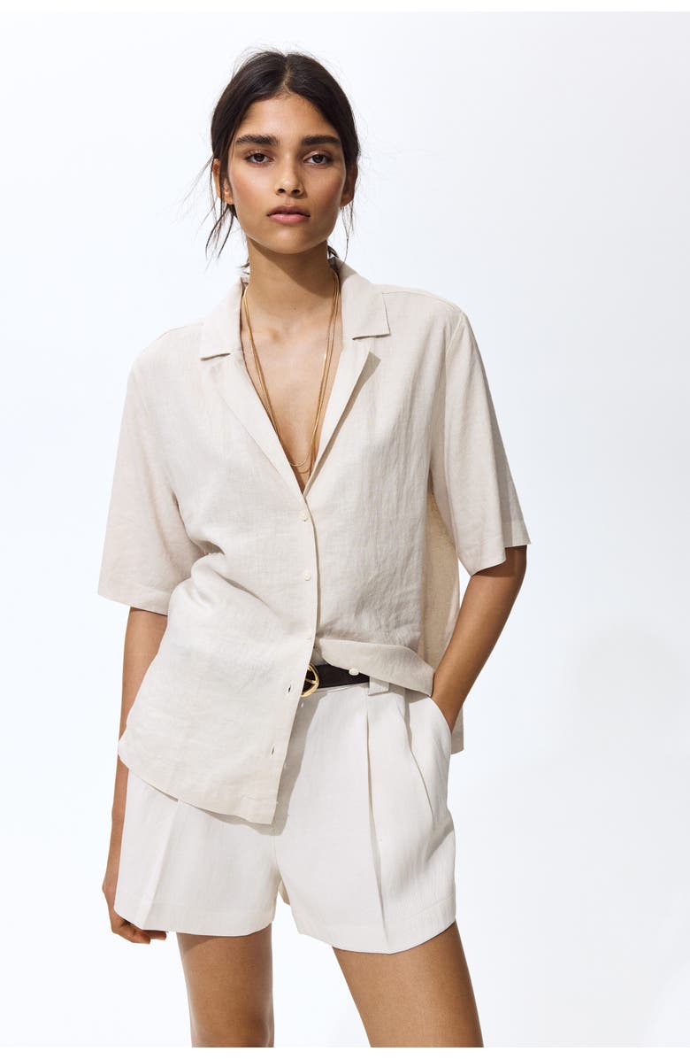 H&M Linen-blend Resort Shirt, Main, color, Light Beige