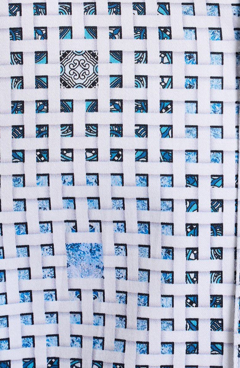 Robert Graham Brentwood Lattice Print Stretch Cotton Button-Up Shirt, Alternate, color, Light Blue