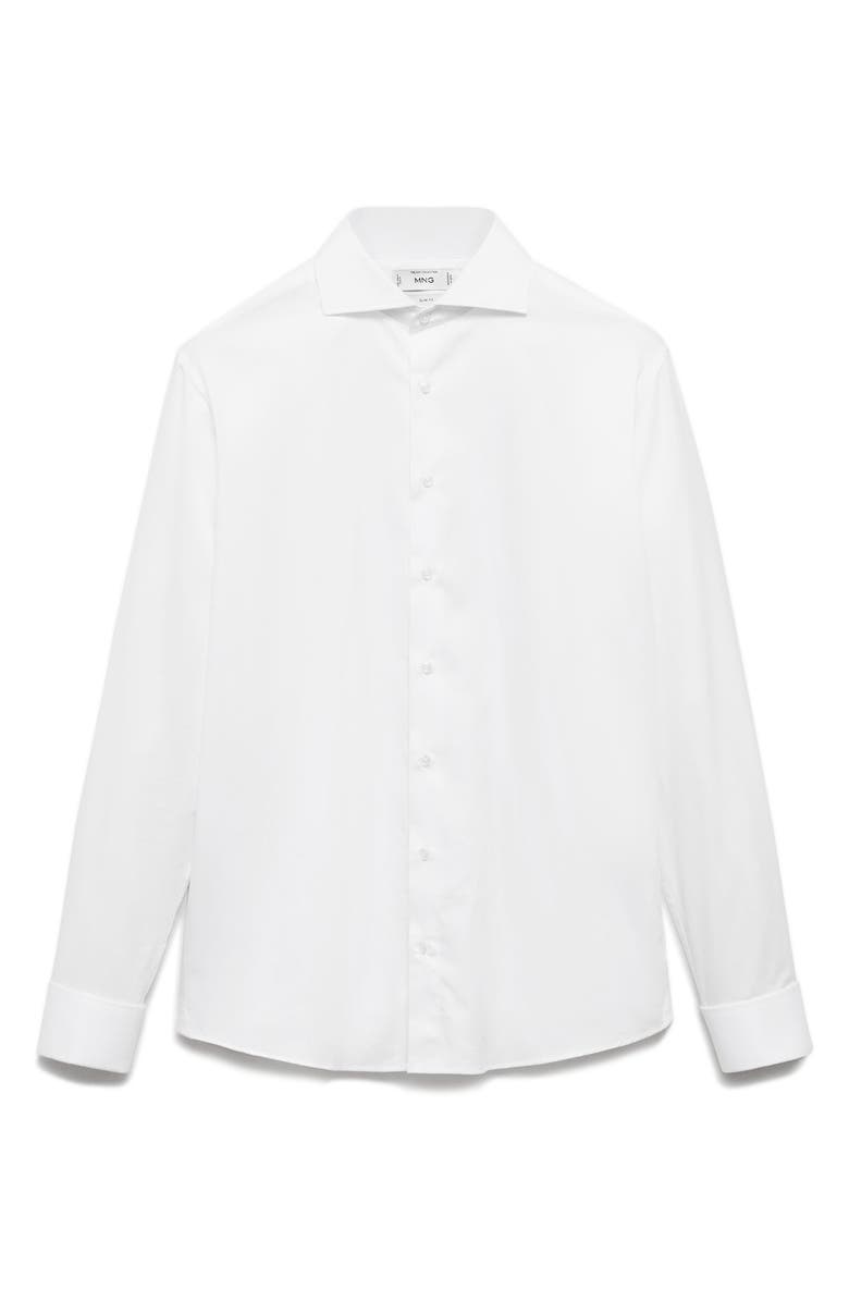 MANGO Slim Fit Poplin Button-Up Shirt, Alternate, color, White