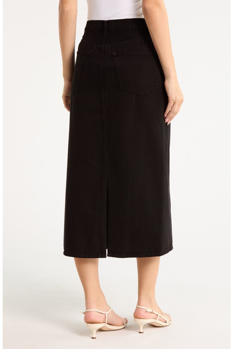 The Column Denim Midi Skirt, Alternate, color, BLACK