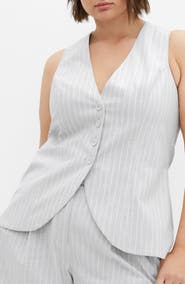 City Chic Jaz Stripe Cutaway Vest