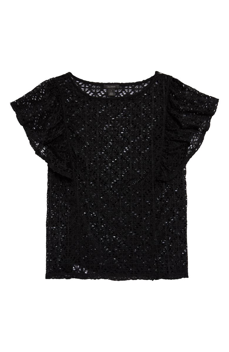 Halogen<sup>®</sup> Flutter Sleeve Stretch Lace Top, Main, color,