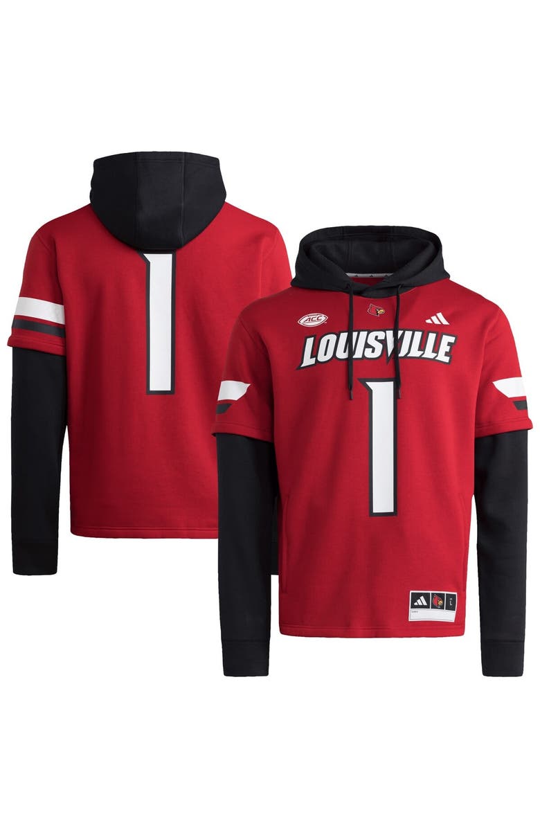 adidas Men's adidas  Red Louisville Cardinals Jersey Pullover Hoodie, Alternate, color, 