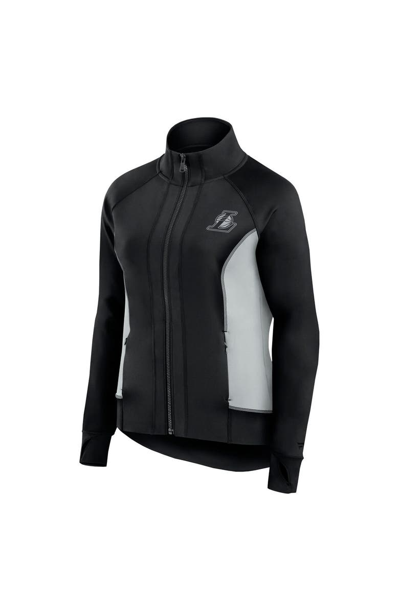 Fanatics Signature Women's Fanatics Signature Black Los Angeles Lakers Studio Fitted Full-Zip Gym Track Jacket, Alternate, color, Black