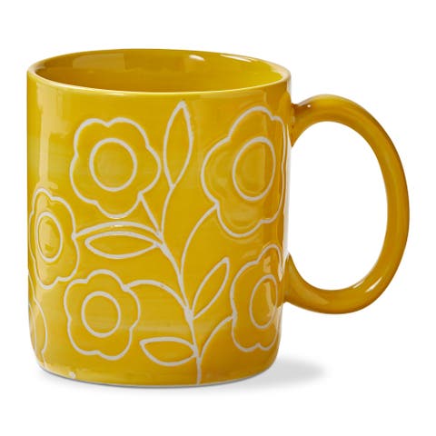 Zoey Flower Mug Yellow Stoneware Everyday