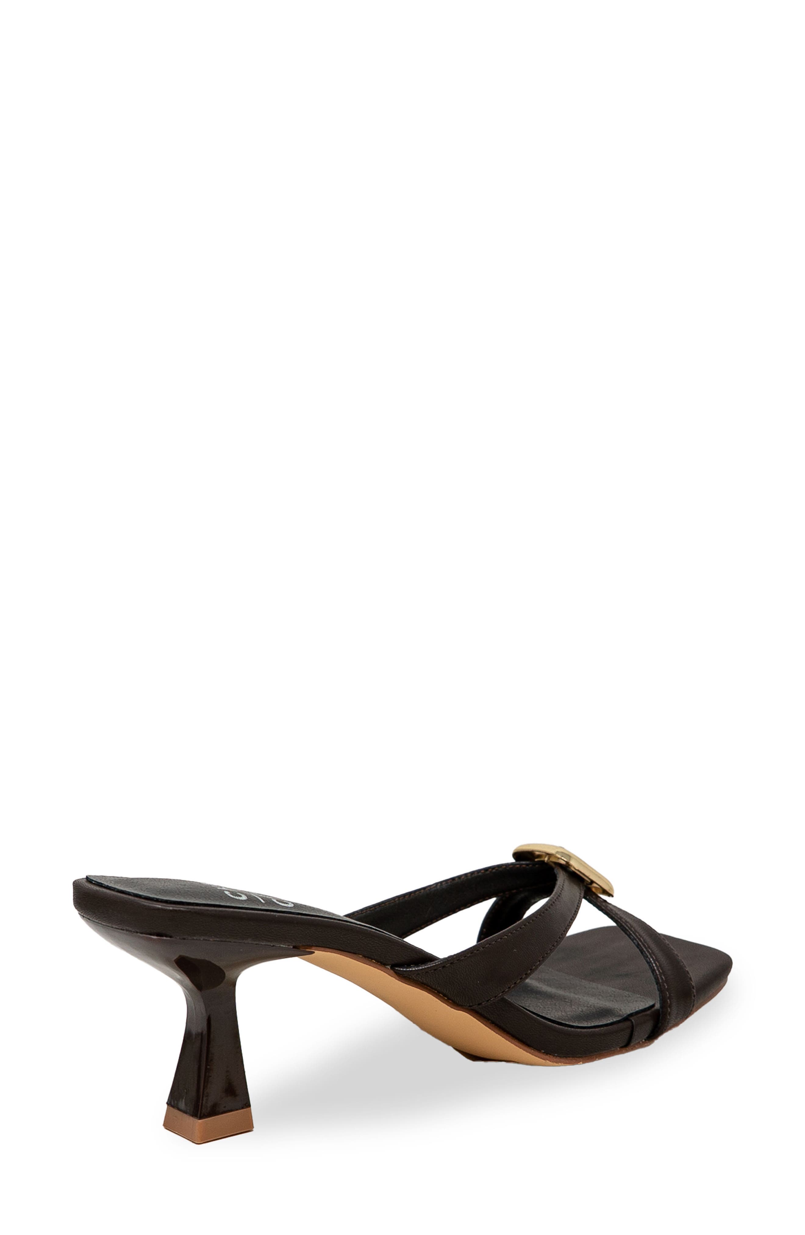 Square Toe Slide Sandal, Alternate, color, BROWN PU