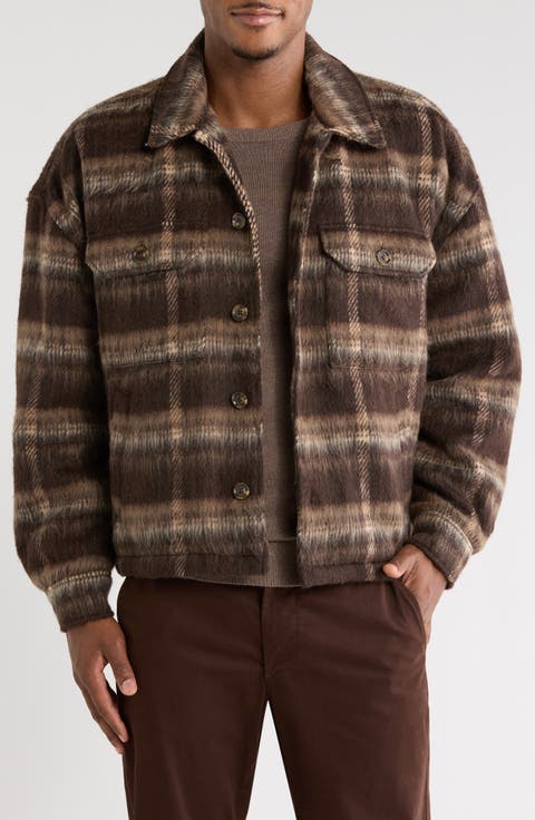 Brushed Plaid Flannel Shirt Jacket