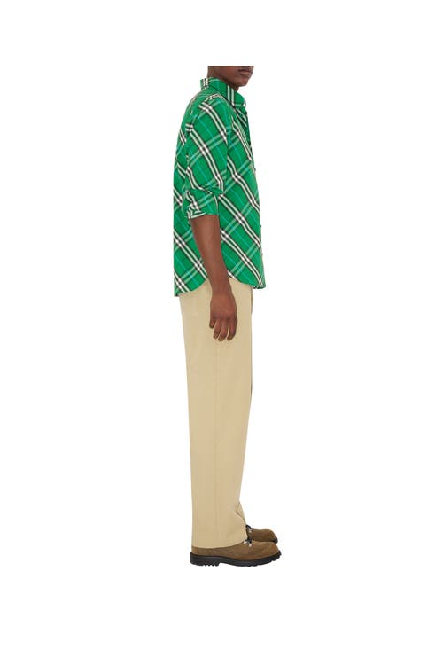 Burberry Check Cotton Shirt In Green