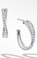 David Yurman Pavé Diamond Crossover Hoop Earrings