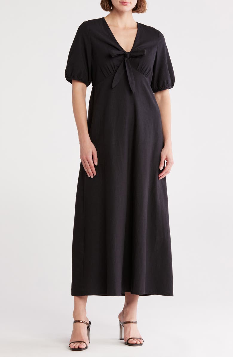 VERO MODA Nethe Tie Front Empire Waist Maxi Dress, Main, color,