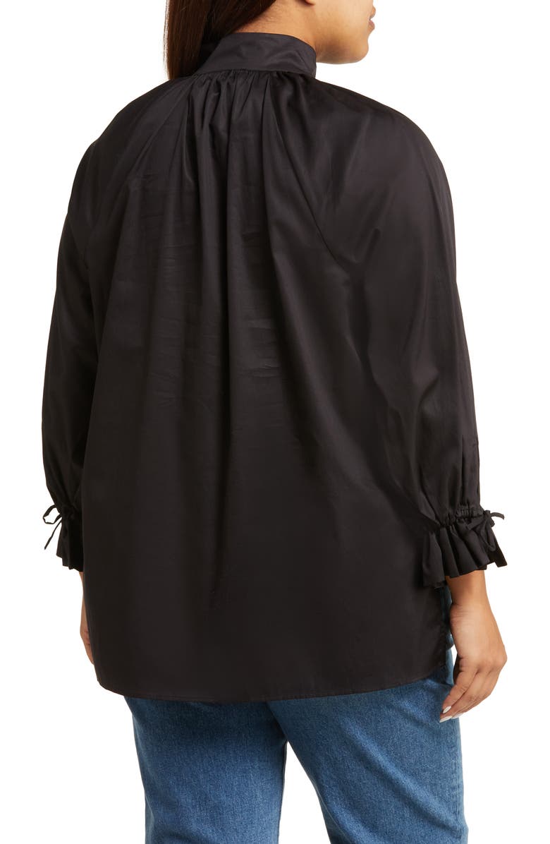 HARSHMAN Bianca Band Collar Cotton Poplin Blouse, Alternate, color, 