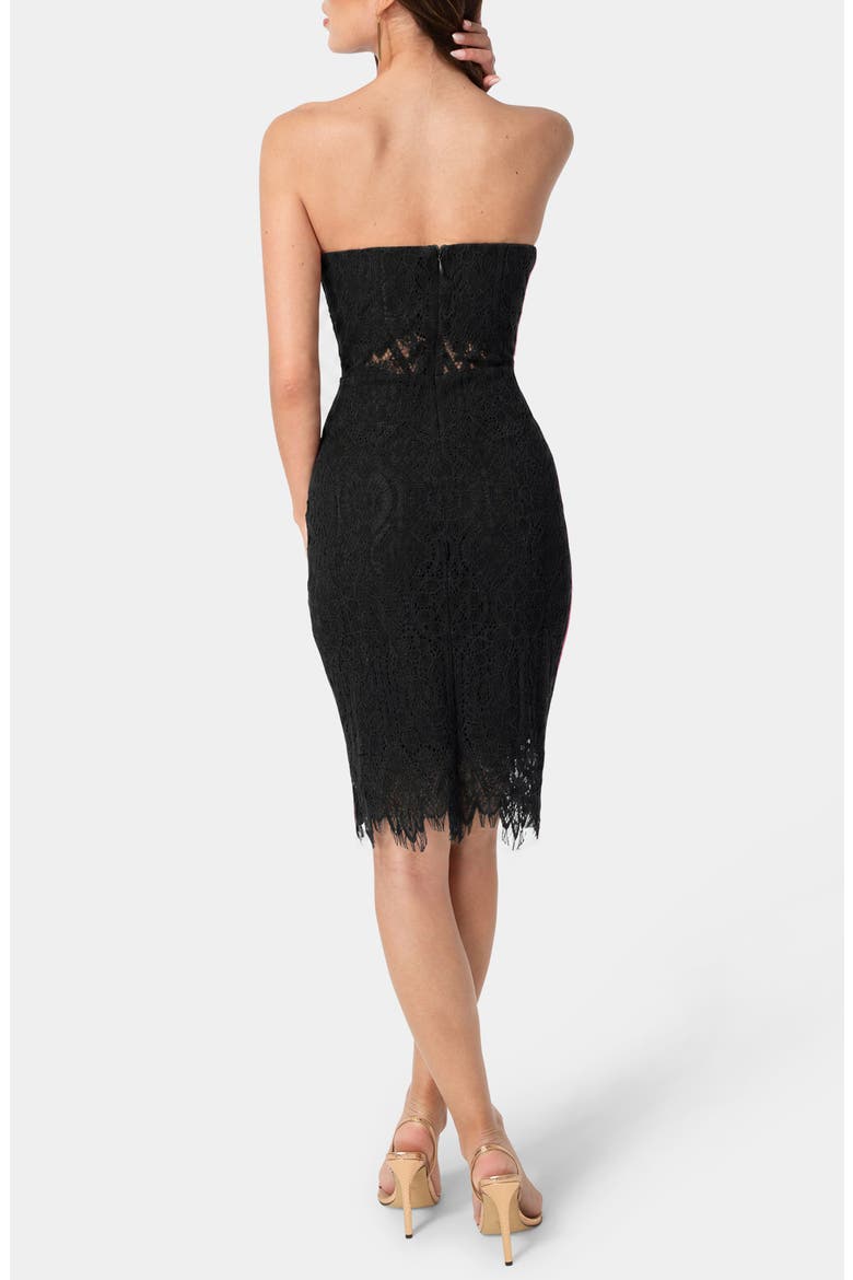 Lace Illusion Strapless Body-Con Dress, Alternate, color, BLACK