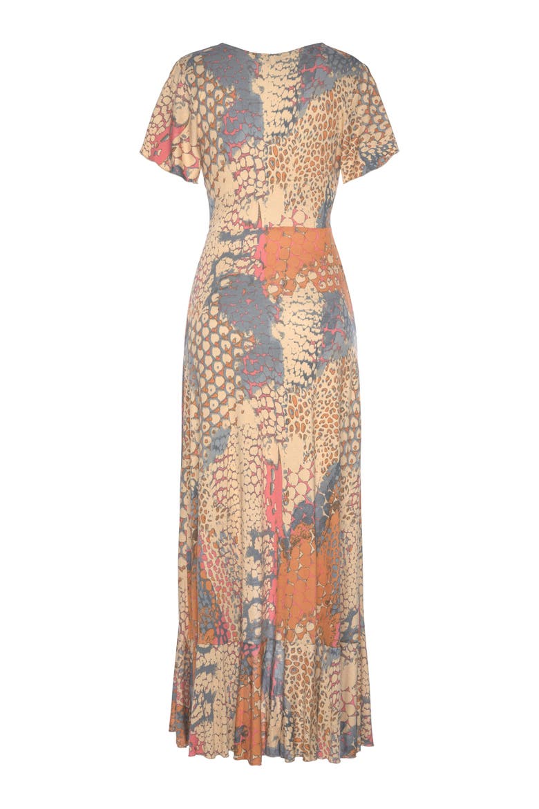 Printed Side Slit Maxi Dress, Alternate, color, Orange Multi