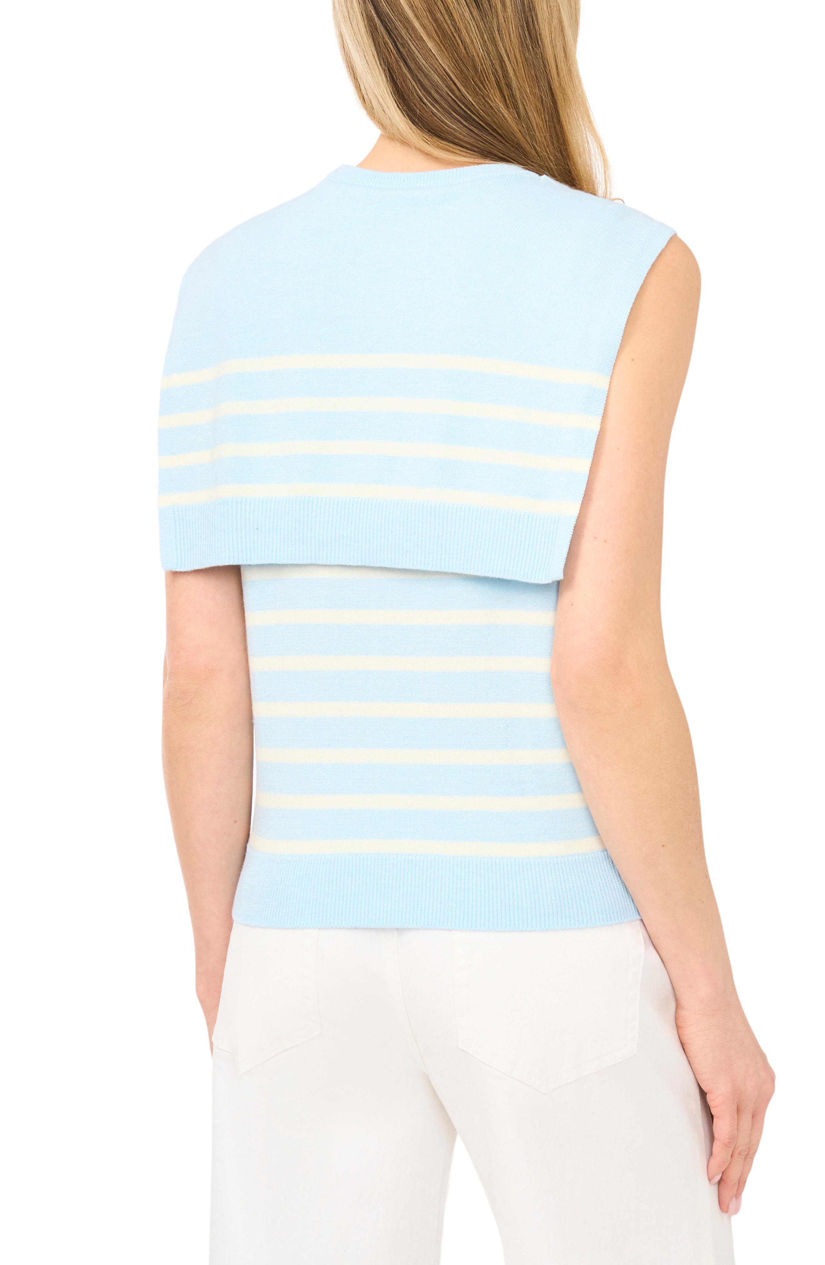 Stripe Front Tie Sleeveless Sweater - image 4