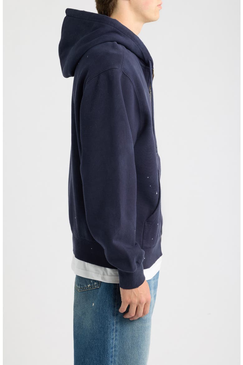 Painter Cotton Zip Hoodie, Alternate, color, DARK NAVY(DESTROY WASH)