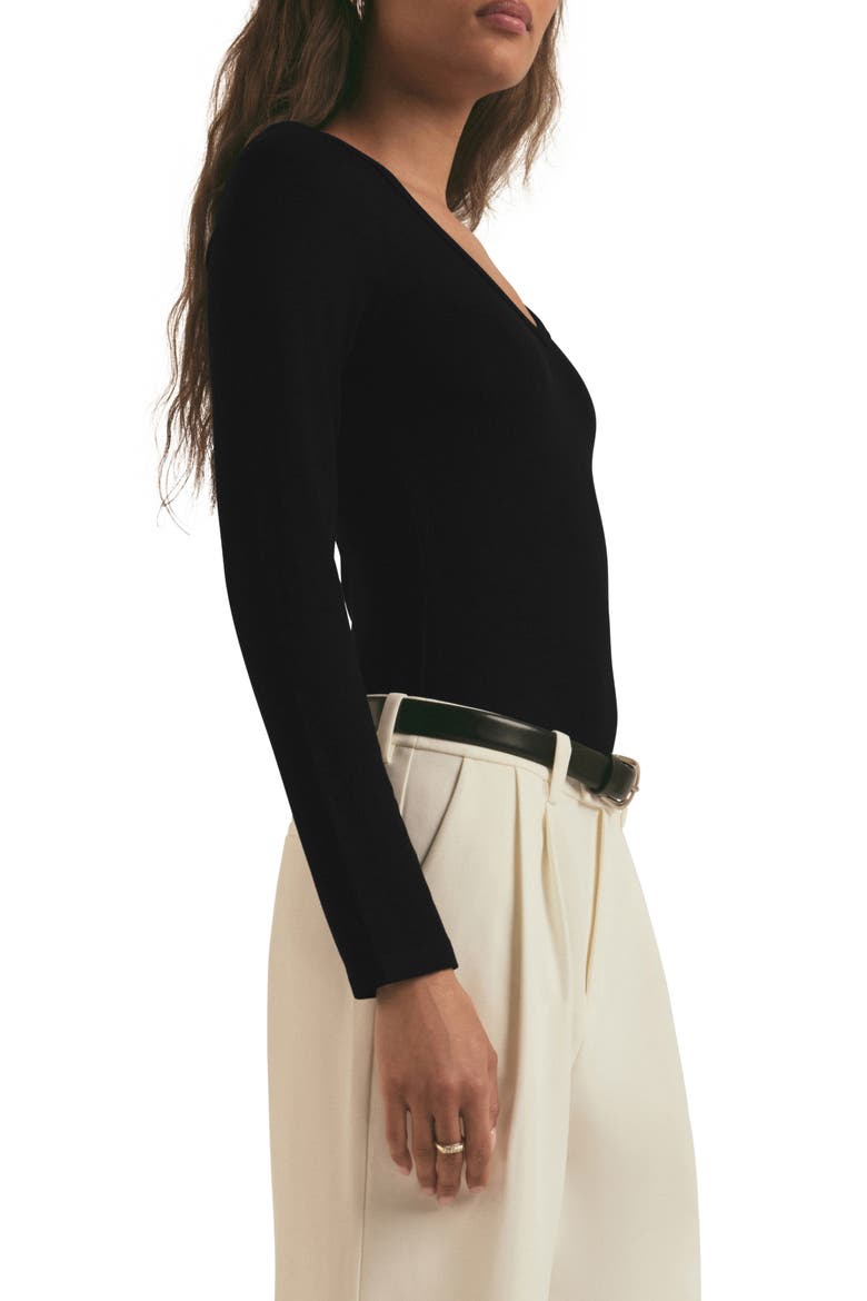 The Perfect Rib Bodysuit, Alternate, color, BLACK
