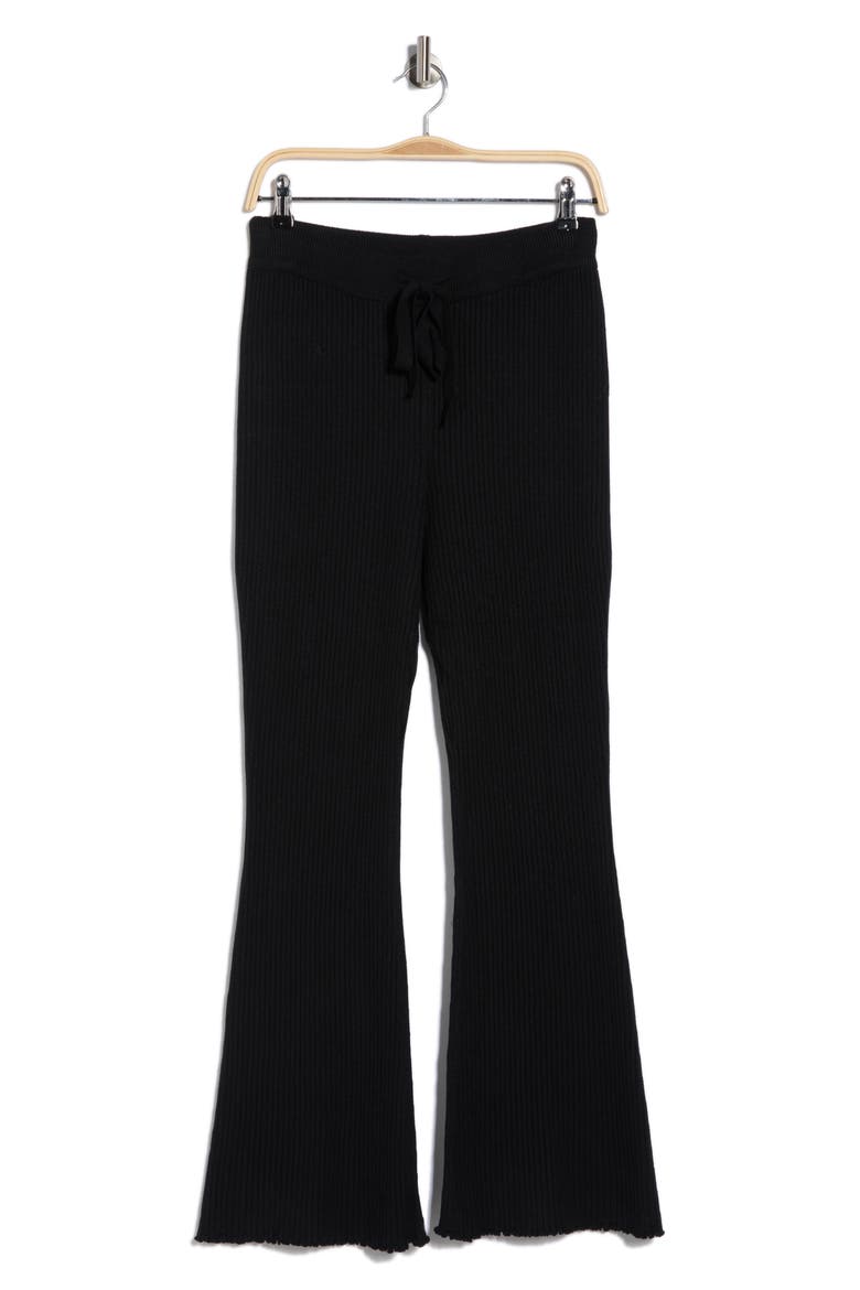 Ribbed Pull-On Sweater Pants, Alternate, color, BLACK