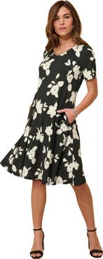 Roaman's Plus Size Stretch Knit Pocket Swing Dress