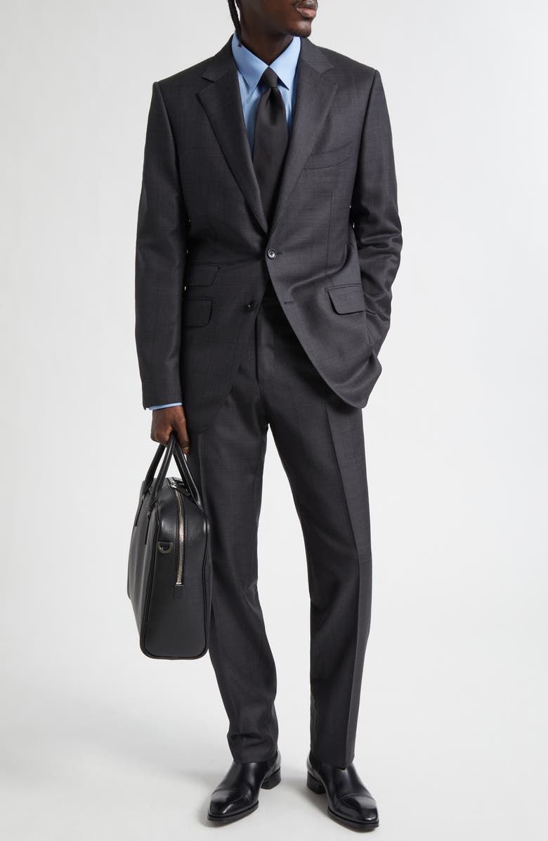 TOM FORD O'Connor Shadow Windowpane Check Wool Suit, Alternate, color, Anthracite