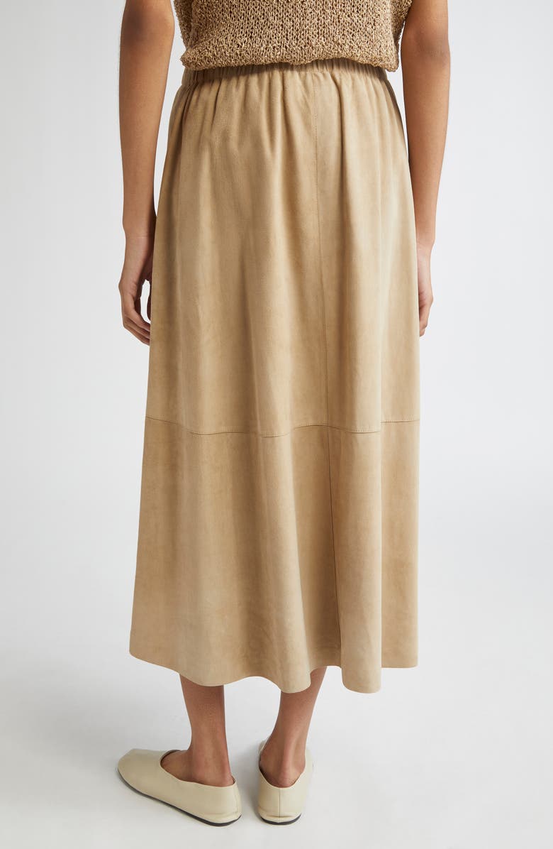 Lafayette 148 New York Paperfine Suede A-Line Midi Skirt, Alternate, color, Clay