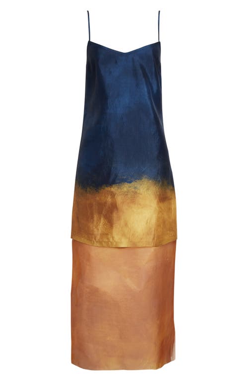 Jason Wu Collection Painted Stripe Slip Dress With Organza Underlayer
