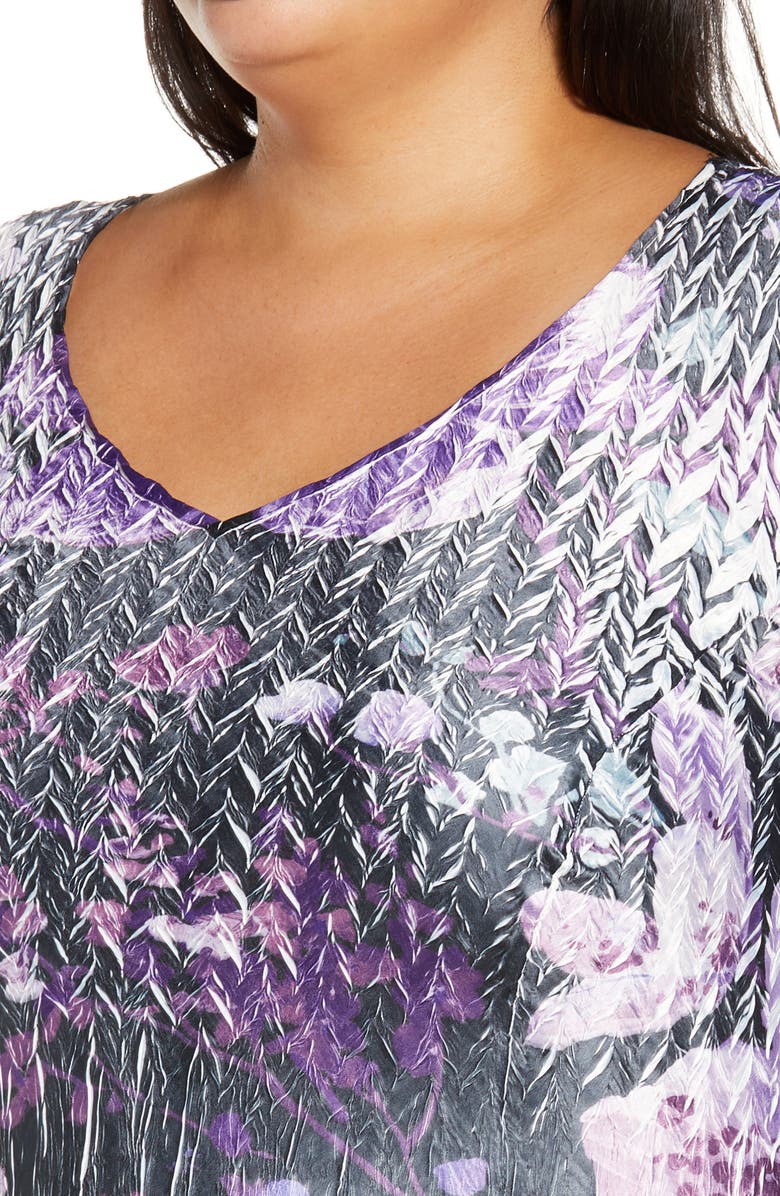 Komarov Floral Satin Charmeuse Dress, Alternate, color, 