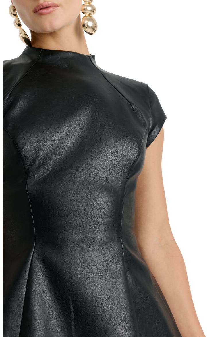 Delphi Faux Leather Minidress, Alternate, color, BLACK