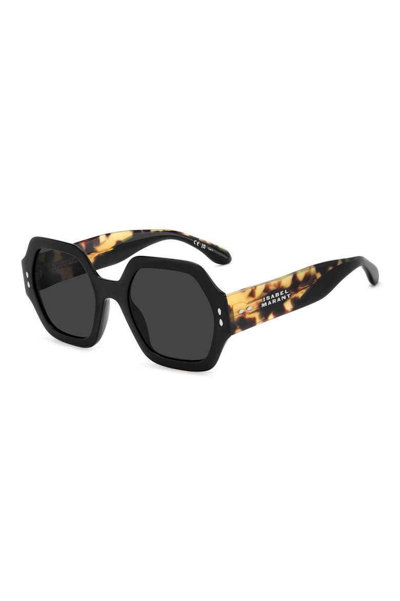 53mm Square Sunglasses, Alternate, color, BLACK HAVANA/ GREY