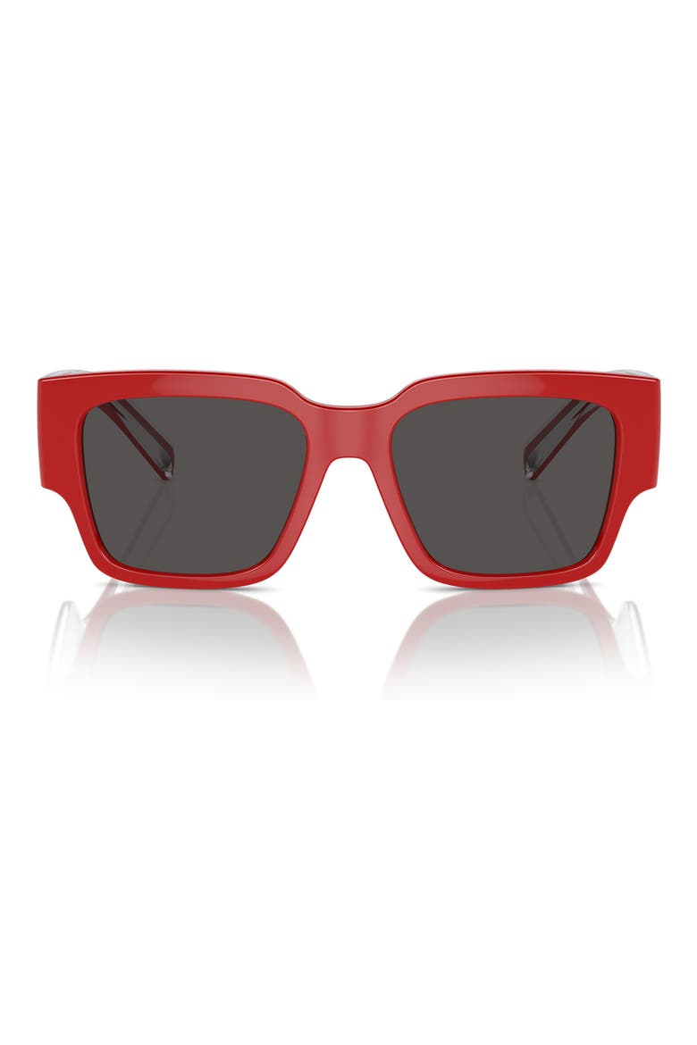 Kids' 49mm Square Sunglasses, Main, color, RED / DARK GREY