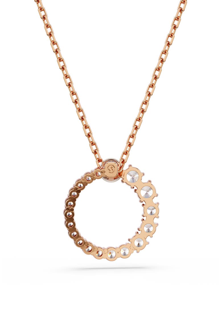 Matrix Faux Pearl & Zirconia Open Circle Pendant Necklace, Alternate, color, ROSE GOLD