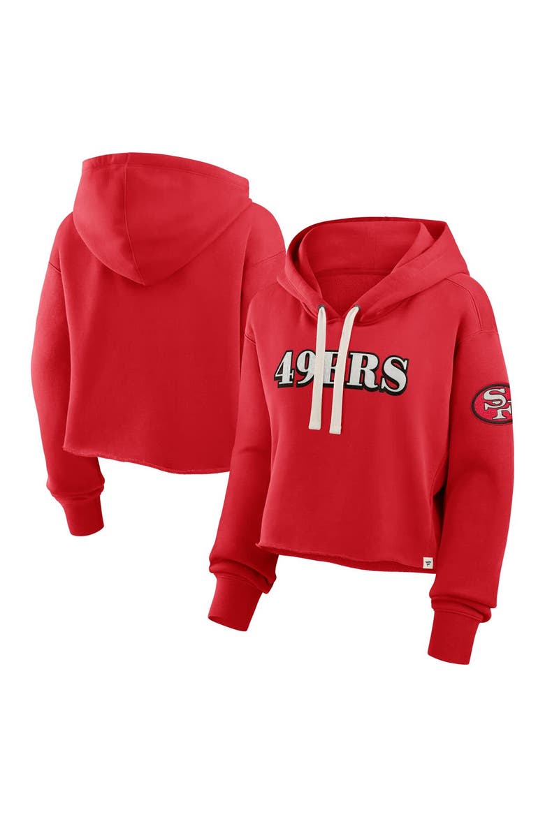 Women's Fanatics Scarlet San Francisco 49ers Oversized Hometown Heritage Cropped Hoodie, Main, color, Scarlet