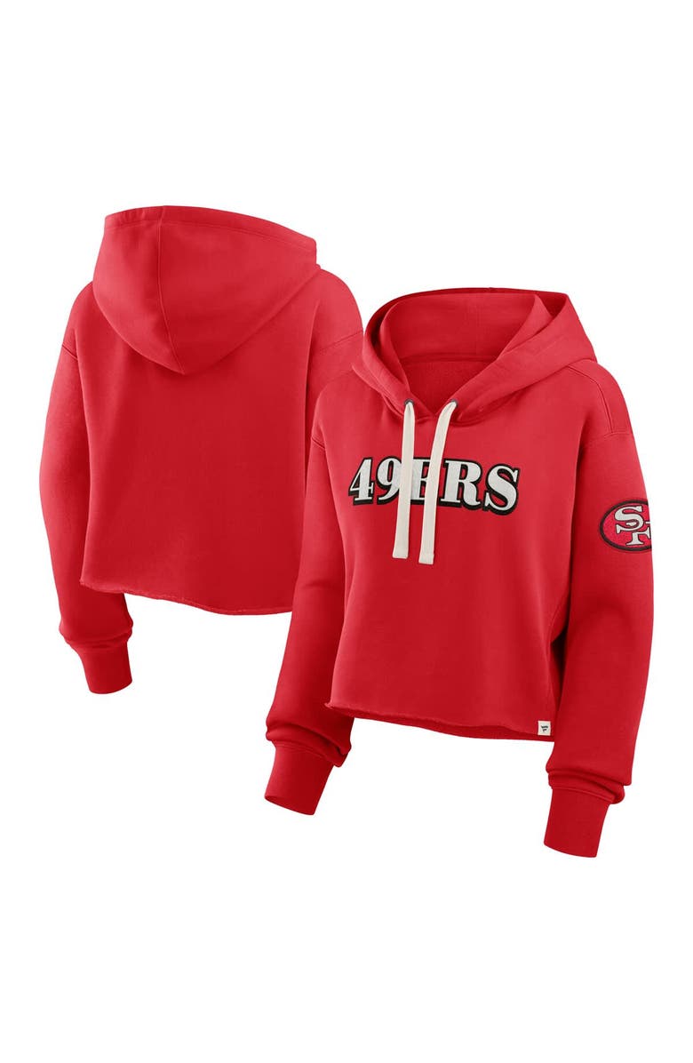 FANATICS Women's Fanatics Scarlet San Francisco 49ers Oversized Hometown Heritage Cropped Hoodie, Main, color, Scarlet