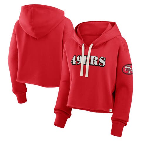 Women's Fanatics Scarlet San Francisco 49ers Oversized Hometown Heritage Cropped Hoodie