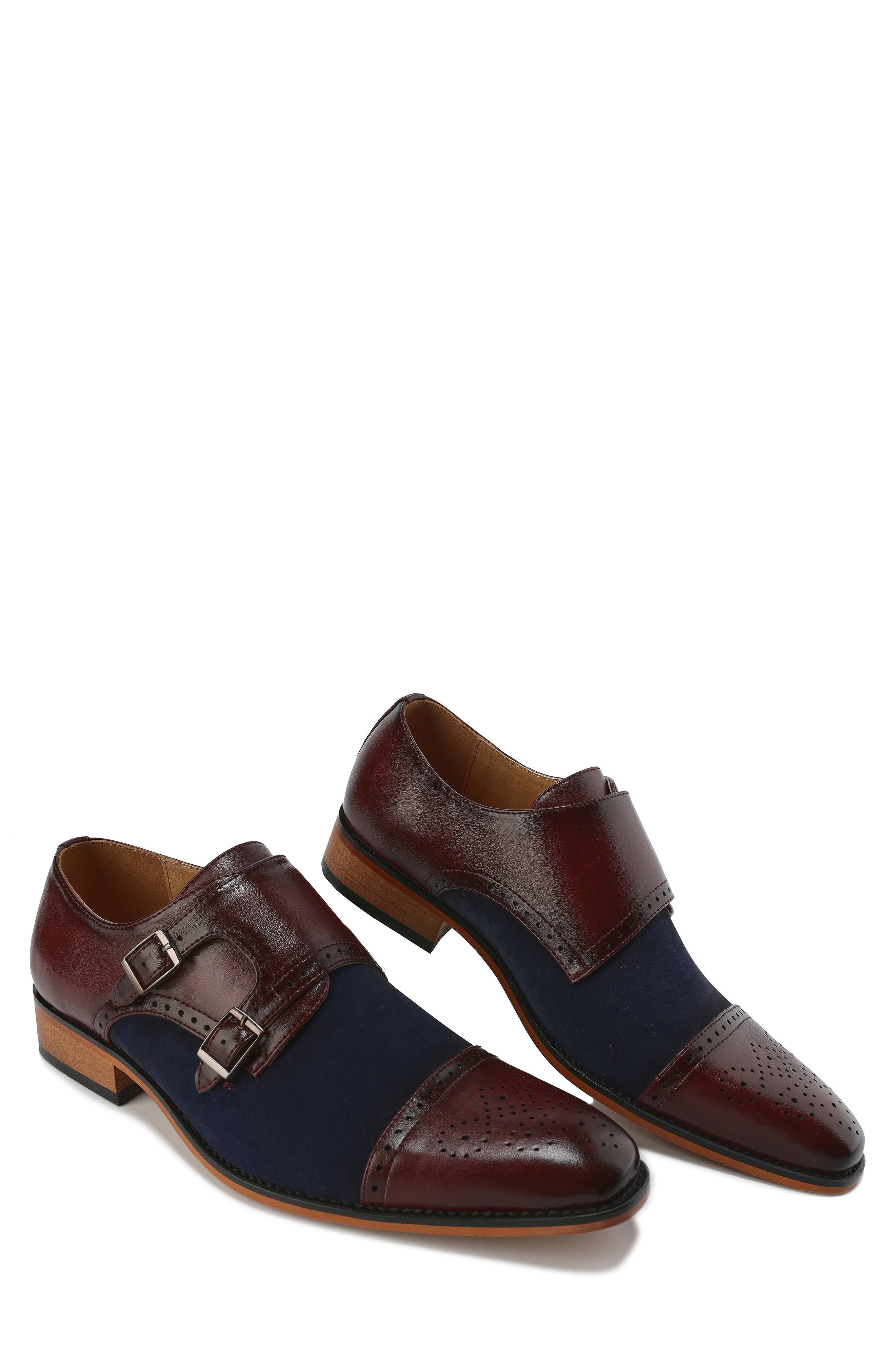 Double Monk Strap Loafer, Alternate, color, WINE/ NAVY