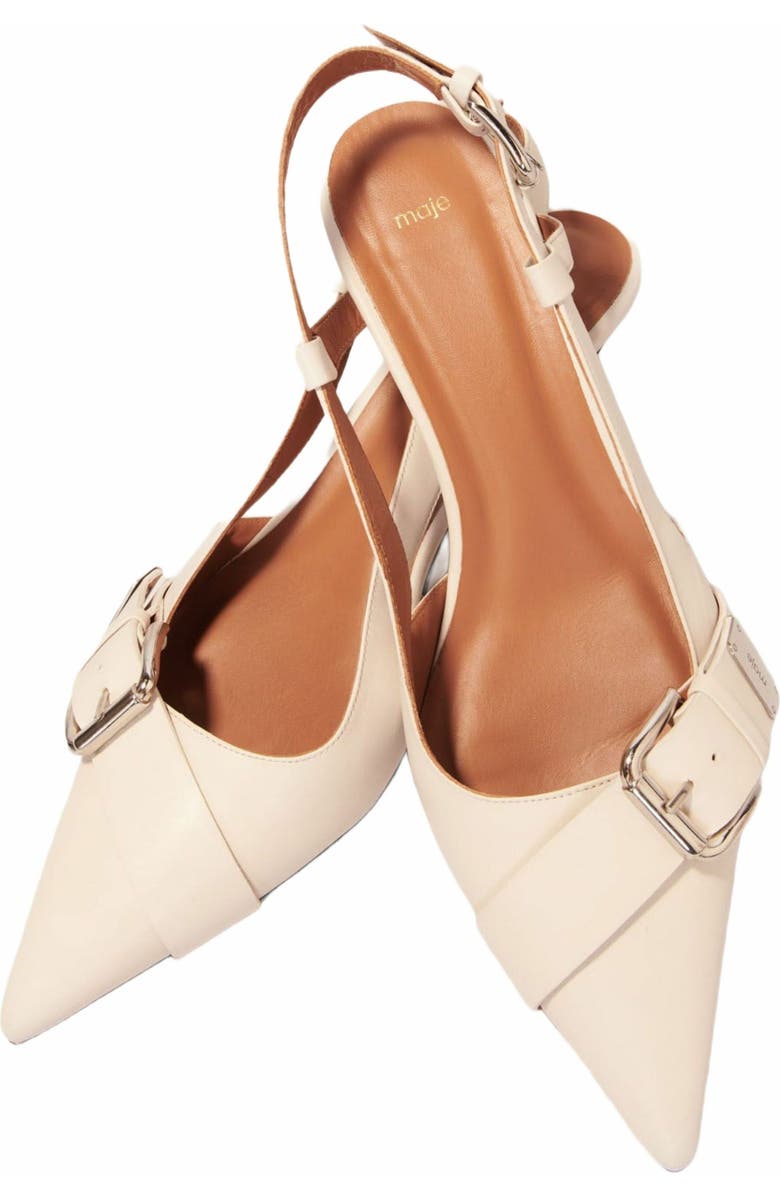 maje Double buckle slingback pump, Alternate, color,