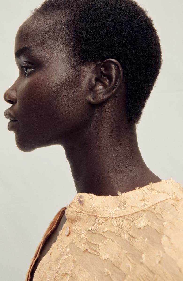 MANGO Textured Oversize Button-Up Shirt, Alternate, color, 