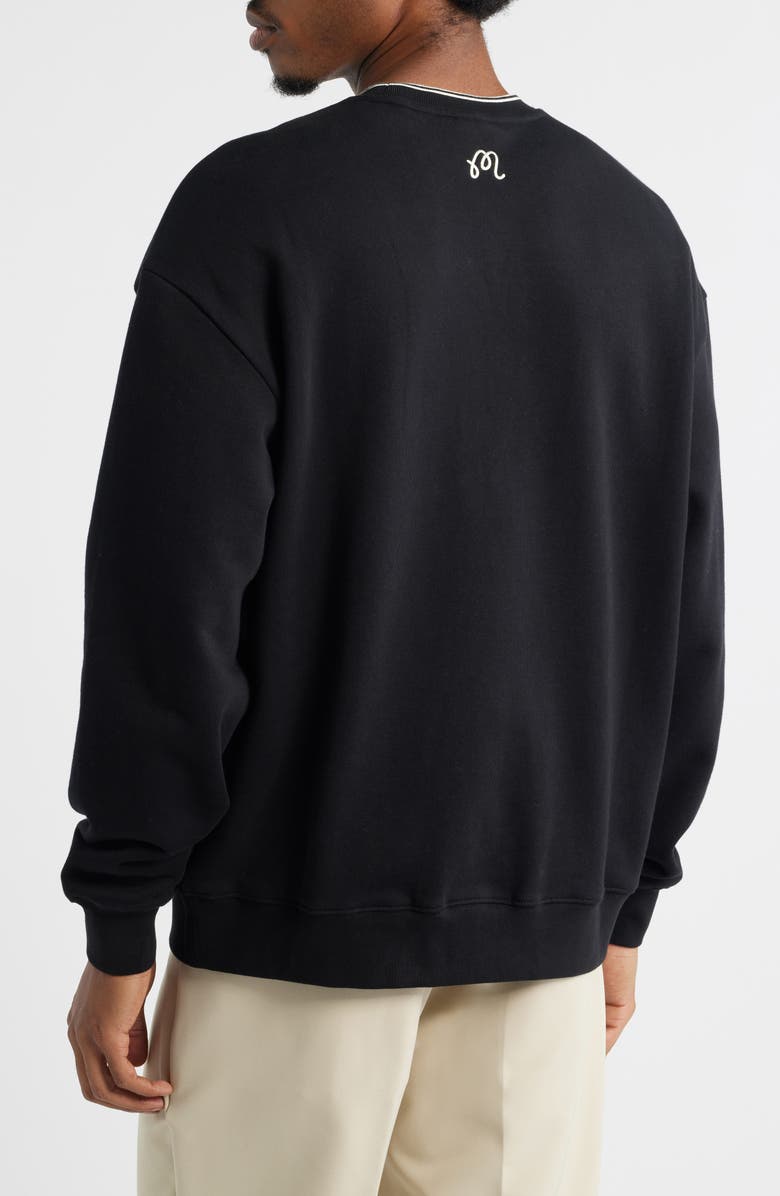 Malbon Golf Monarch Cotton Crewneck Sweatshirt, Alternate, color, Black