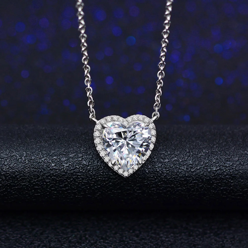 Anna Zuckerman Diamond Crystalline 3 Carat Heart Necklace In White Diamond Crystalline