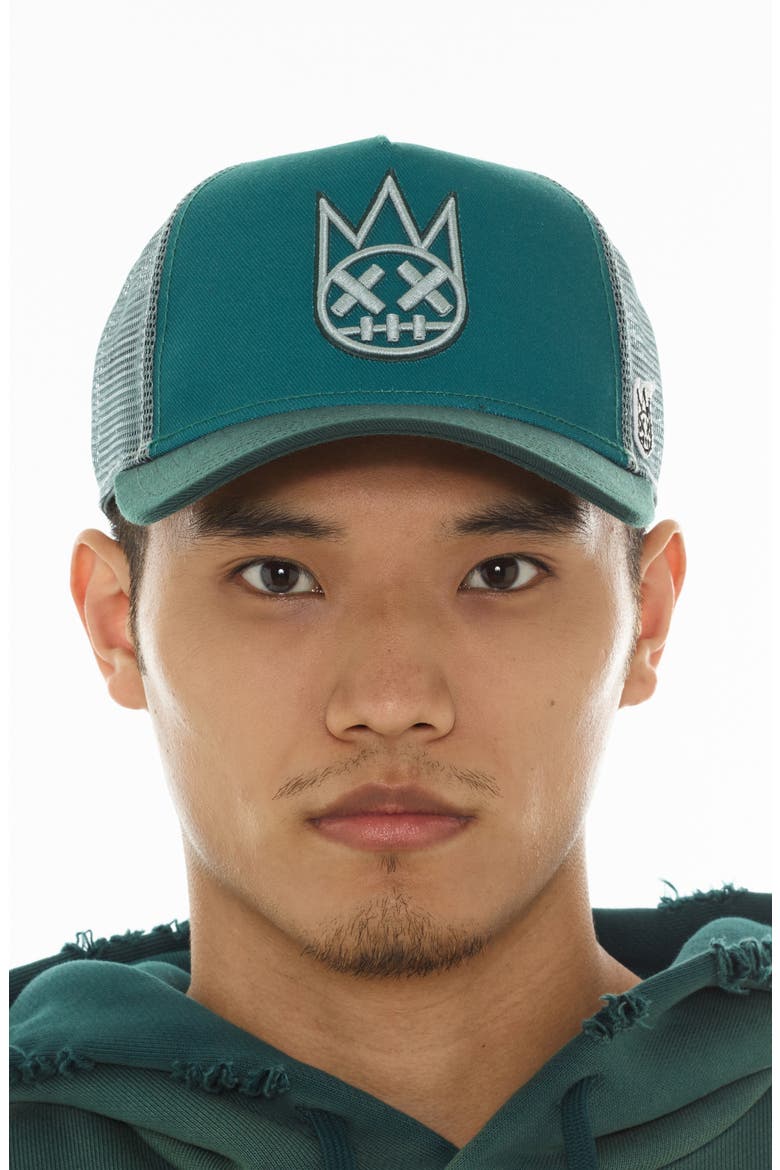 Shimuchan Logo Colorblock Trucker Hat, Alternate, color, BAYBERRY