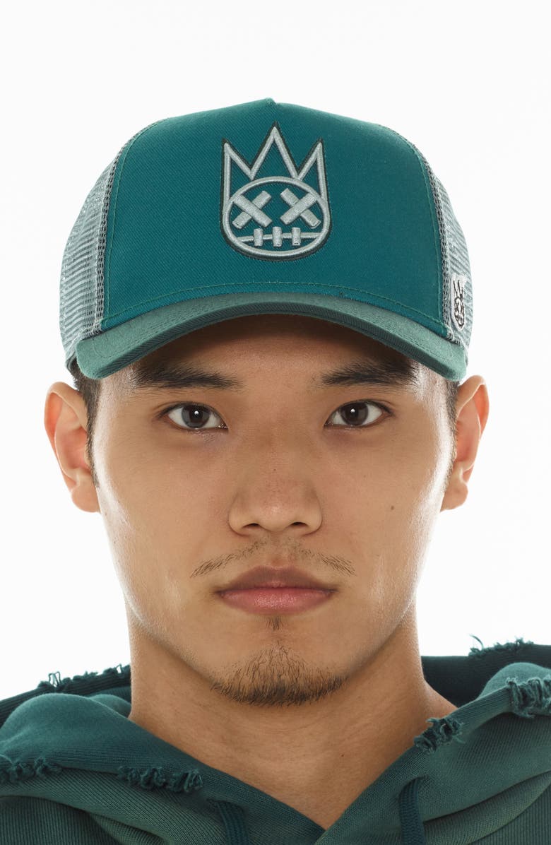 Cult of Individuality Shimuchan Logo Colorblock Trucker Hat, Alternate, color,