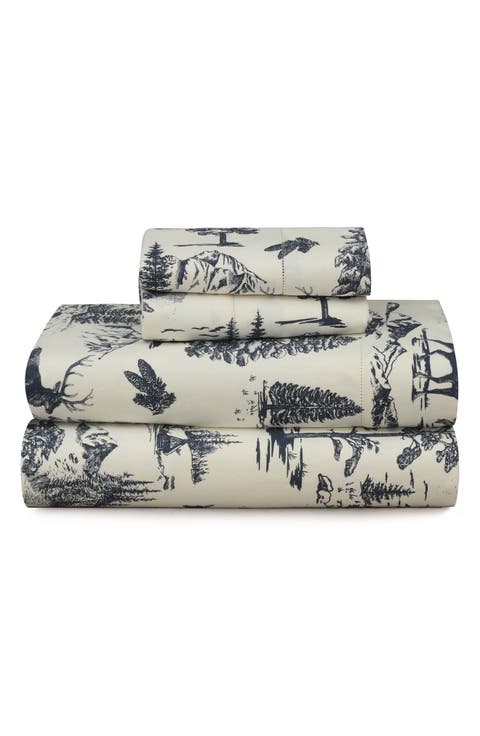 Set of 2 Mountain Toile Heavyweight Cotton Flannel Pillowcases